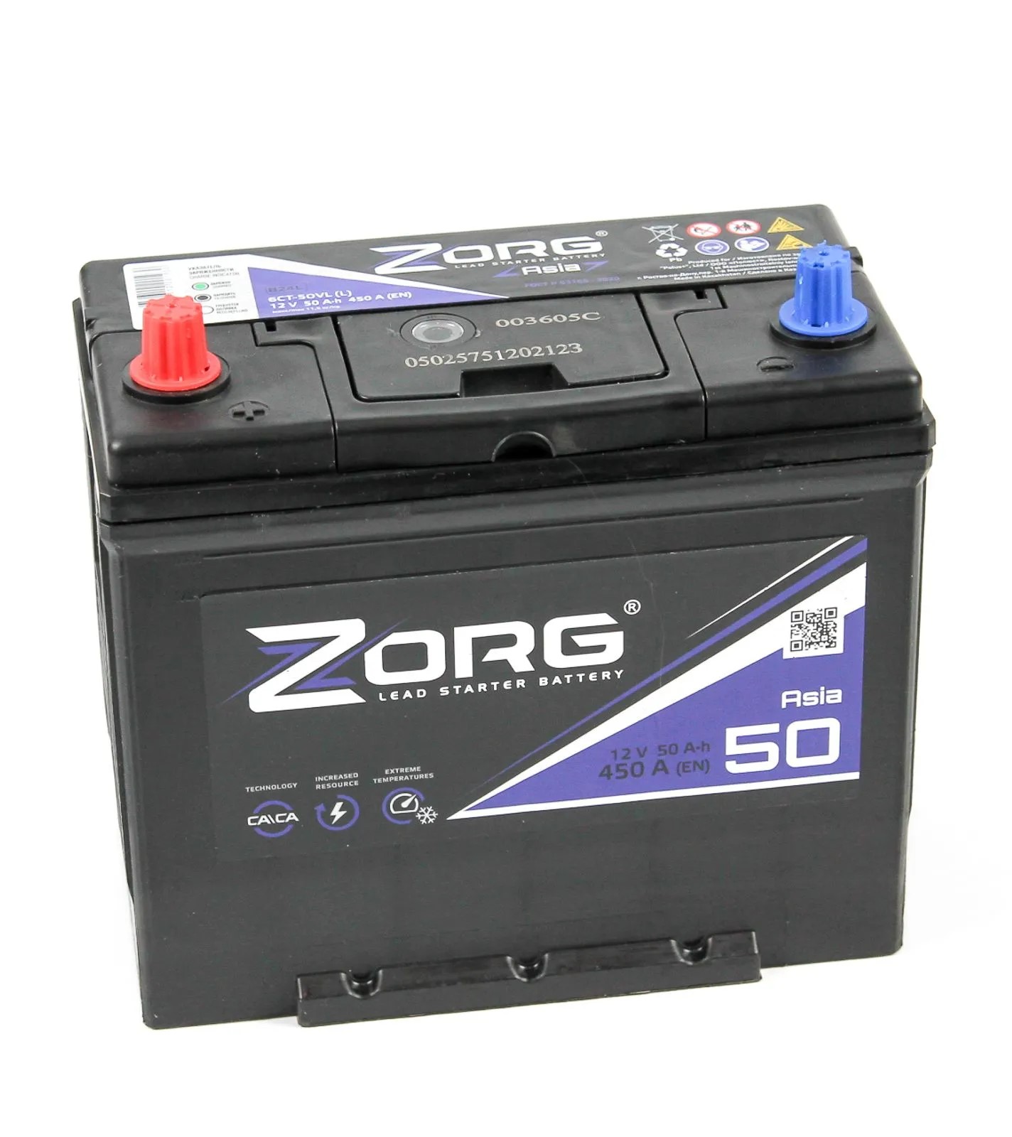 Аккумулятор ZORG 6СТ-50.1 (B24R) тонк.кл./ бортик