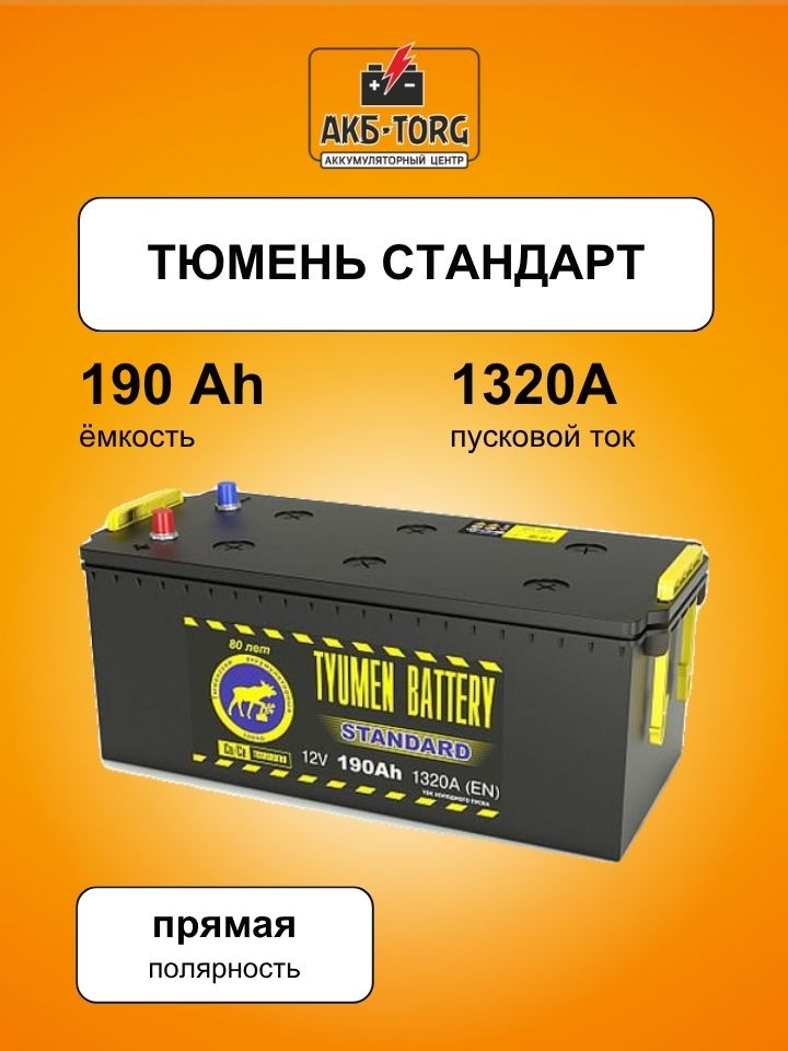 6СТ-190L СТАНДАРТ п/п батарея аккумуляторная свинцовая стартерная